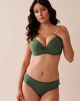 KHAKI Recycled Fibers D Cup Plunge Bikini Top