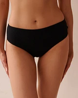 SOLID Recycled Fibers Ribbed Mid-rise Cheeky Bikini Bottom