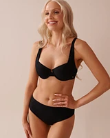 SOLID Recycled Fibers Ribbed Mid-rise Cheeky Bikini Bottom