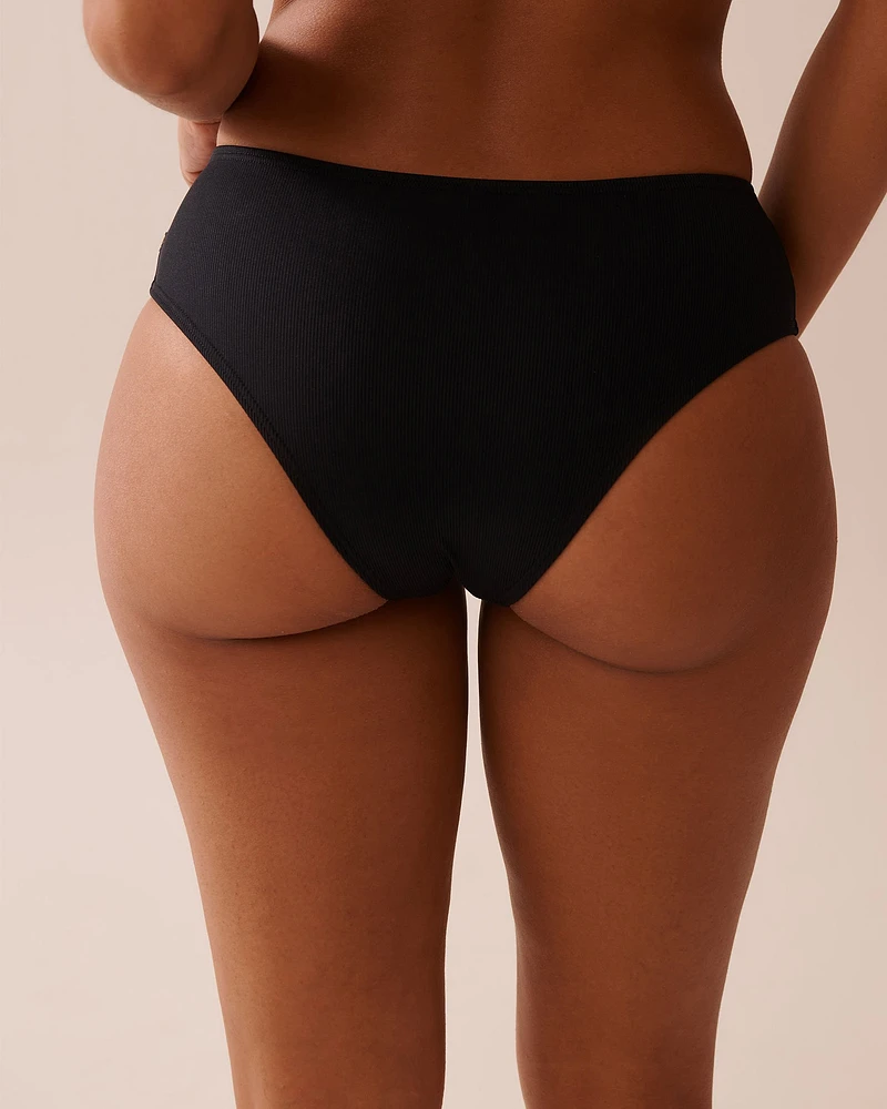 SOLID Recycled Fibers Ribbed Mid-rise Cheeky Bikini Bottom