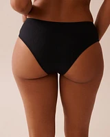 SOLID Recycled Fibers Ribbed Mid-rise Cheeky Bikini Bottom