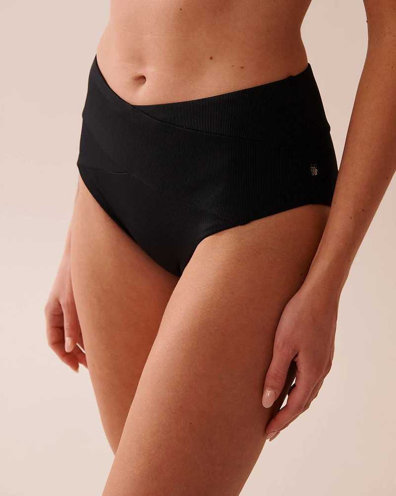 SOLID Recycled Fibers Ribbed High Waist Bikini Bottom