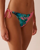 PINK PALM Side Tie Brazilian Bikini Bottom