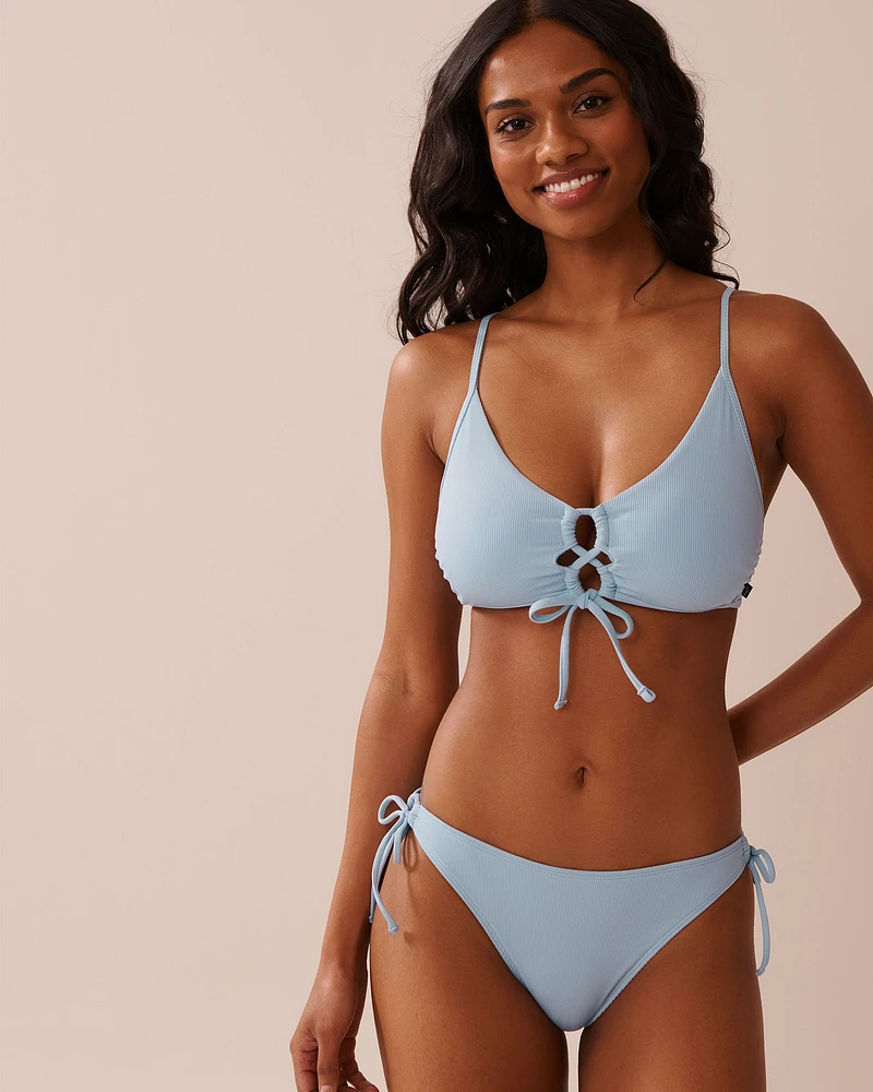 BABY BLUE Ribbed Side Tie Brazilian Bikini Bottom
