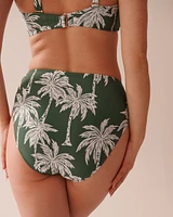 KHAKI PALM Draped Mid Waist Bikini Bottom