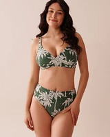 KHAKI PALM Draped Mid Waist Bikini Bottom