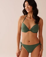 KHAKI Recycled Fibers Side Tie Brazilian Bikini Bottom