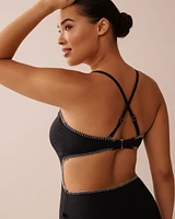 SOLID V-wire and Cut-out One-piece swimsuit