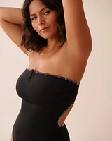 SOLID V-wire and Cut-out One-piece swimsuit