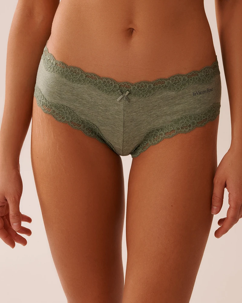 Cotton and Lace Trim Cheeky Panty