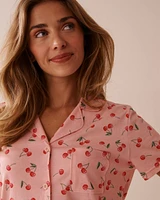 Cherry Print Shirt PJ Set