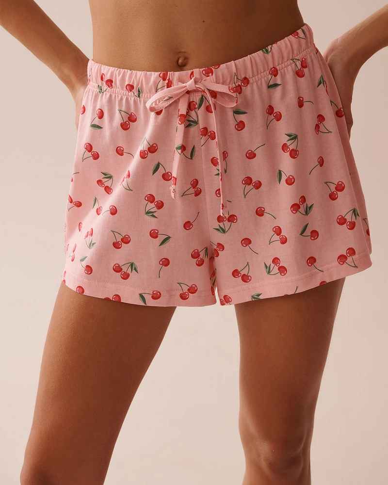 Cherry Print Shirt PJ Set