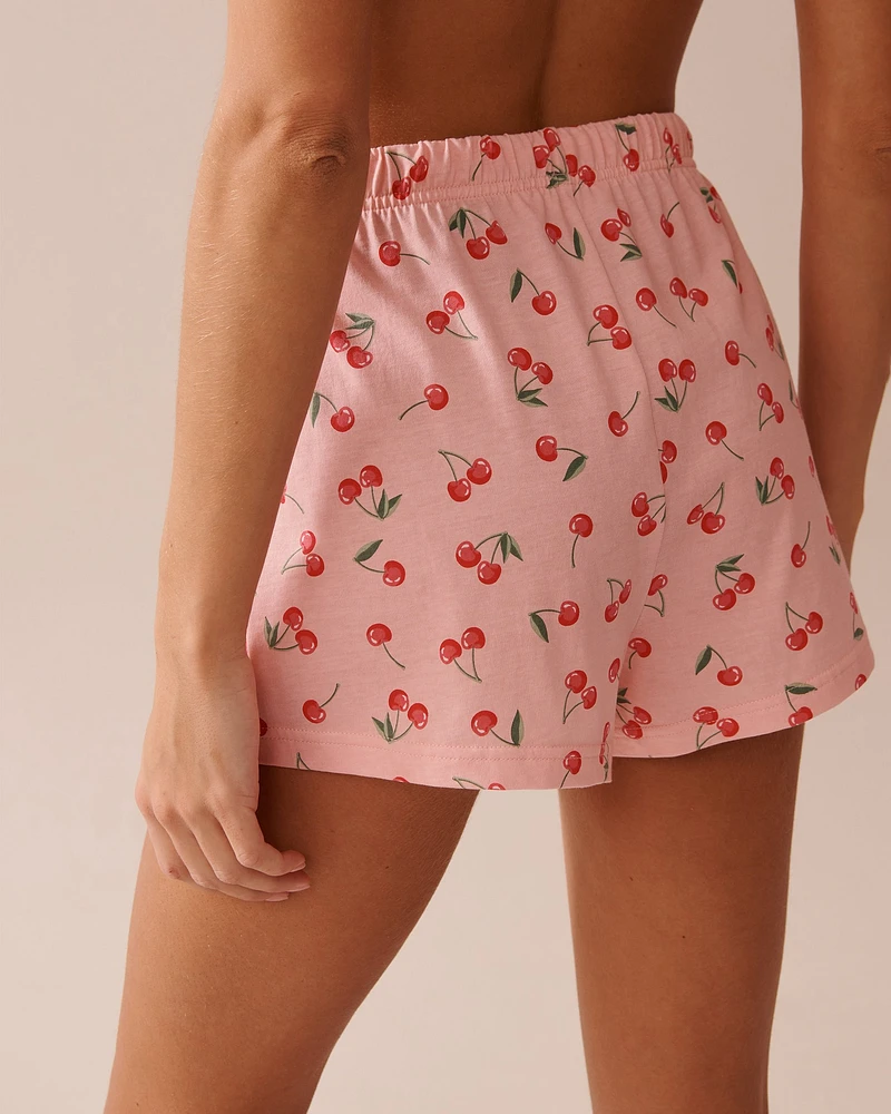 Cherry Print Shirt PJ Set