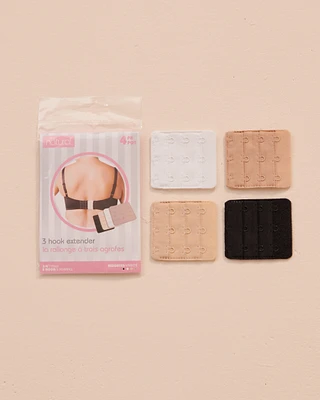 4Pcs Set of 3/4'' 3-Hook Bra Extenders
