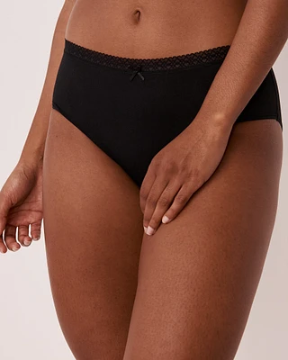 Culotte bikini taille haute ultra douce bordure de dentelle