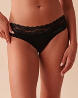 Culotte bikini coton et bande de dentelle