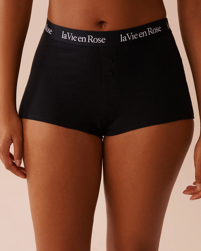Cotton and Logo Elastic Band High Waist Boyleg Panty