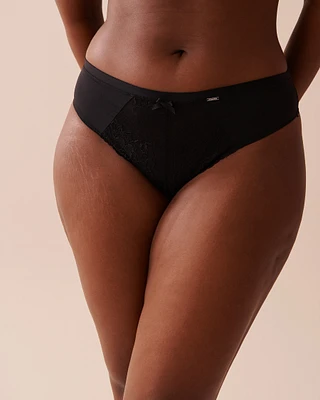 Culotte tanga microfibre et dentelle