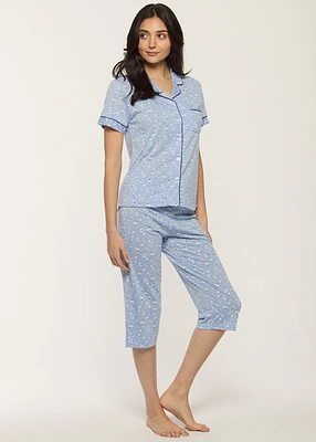 Ensemble pyjama capri avec fleurs