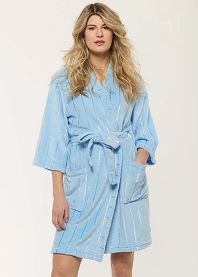 Kimono en peluche avec rayures