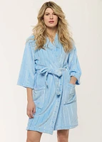 Kimono en peluche avec rayures