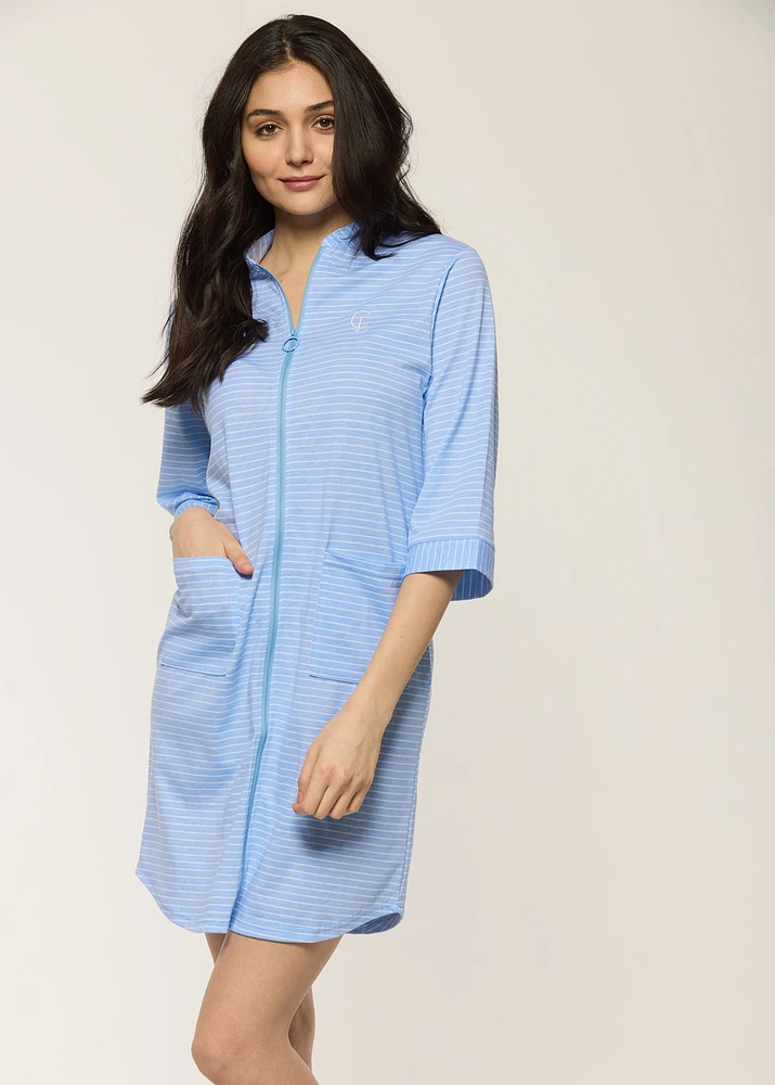 Robe de chambre fermeture avec rayures