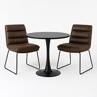Round Dining Set with Brown Chairs, Set of 3