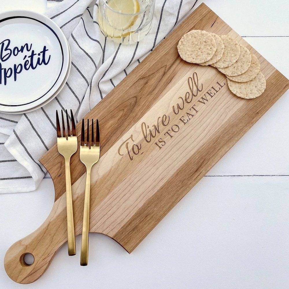 Maple Reversible Cutting Board with Handle by CL CUISILUXE - “To Live Well is to Eat Well”