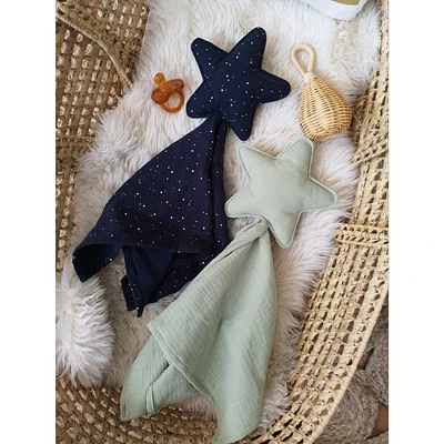 Baby Star Security Blanket, Set of 2 - Sage & Navy