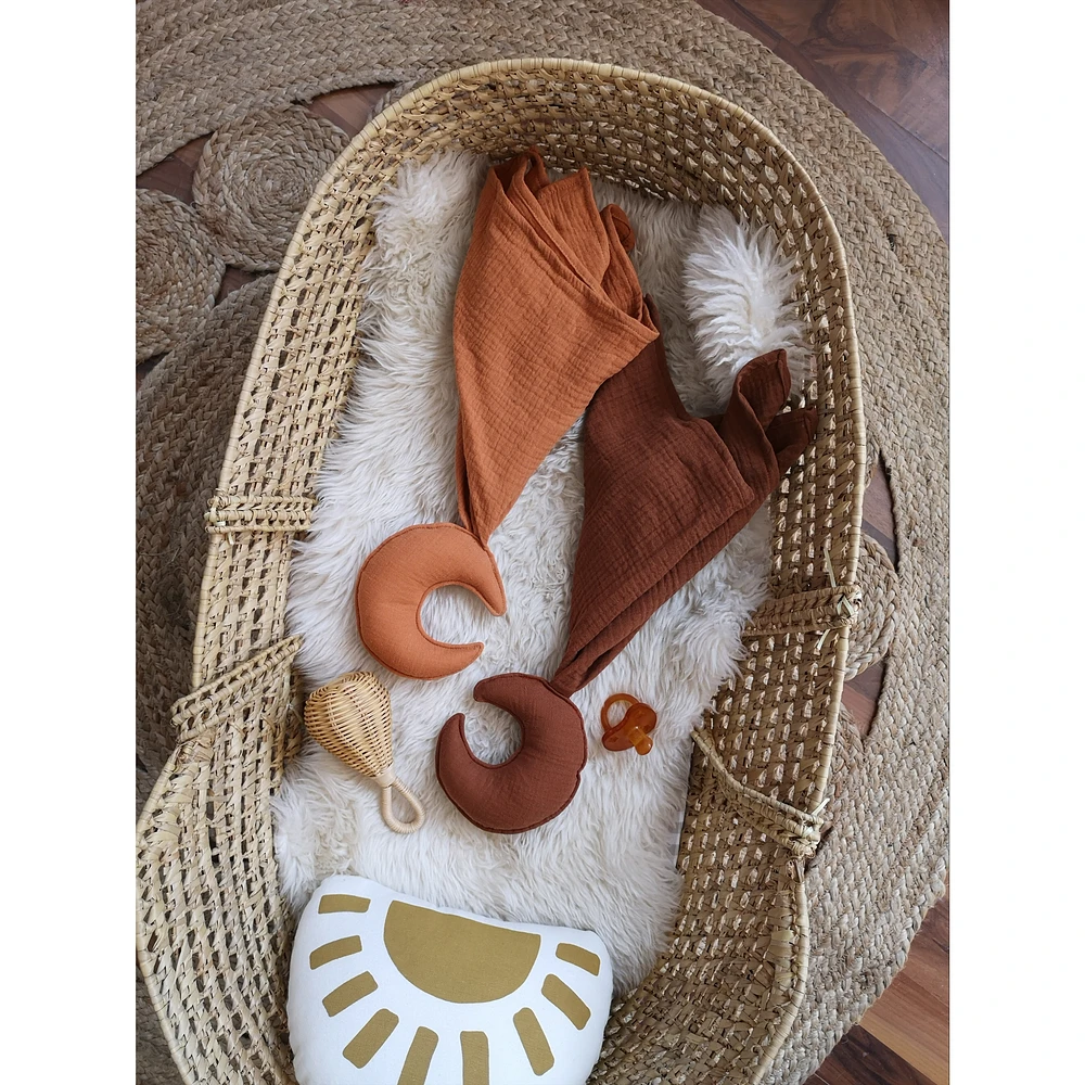 Baby Moon Security Blanket, Set of 2 - Rust & Brown