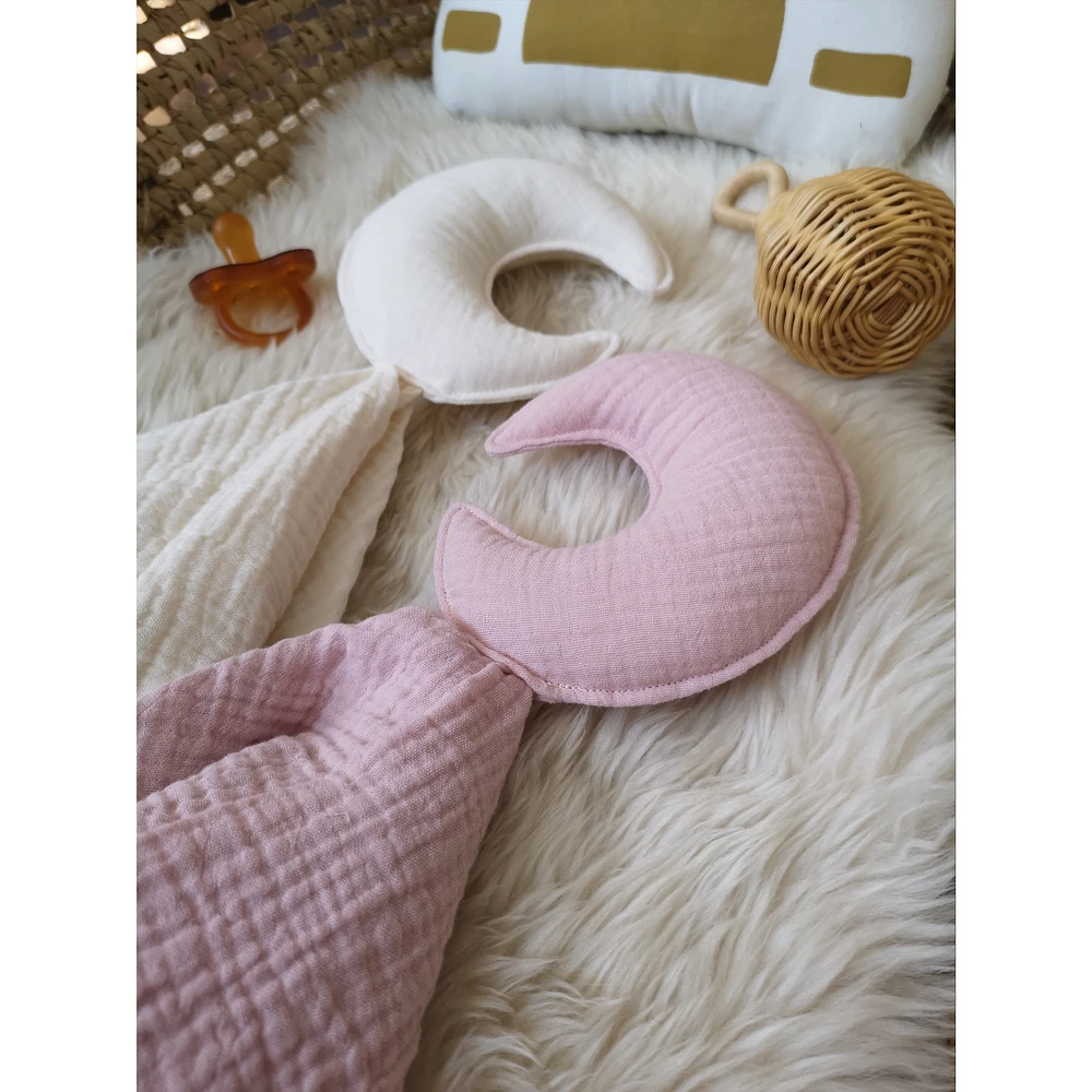 Baby Moon Security Blanket, Set of 2 - White & Pink