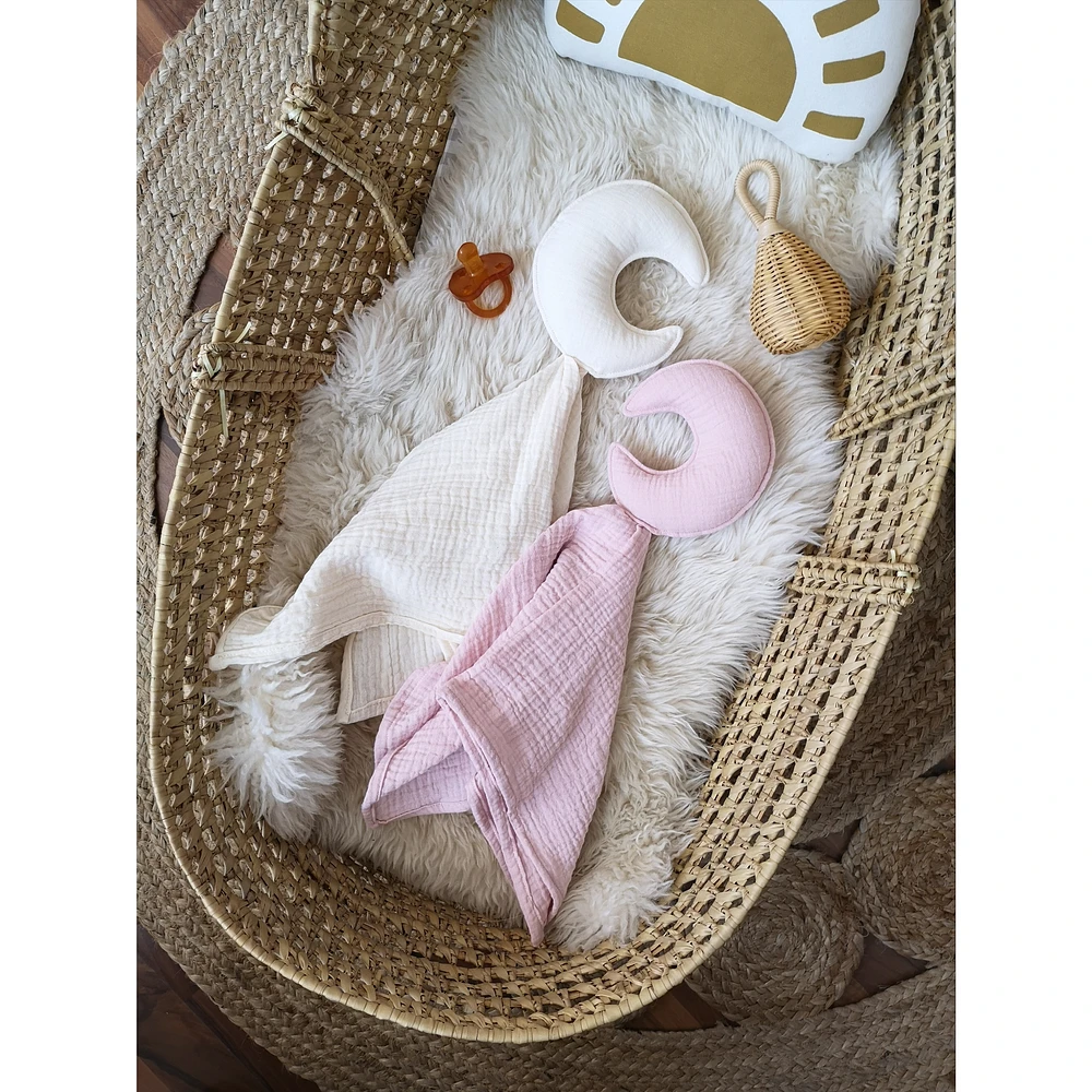 Baby Moon Security Blanket, Set of 2 - White & Pink