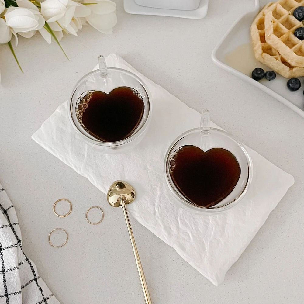 Set of 2 Heart-Shaped Tea/Coffee Cups