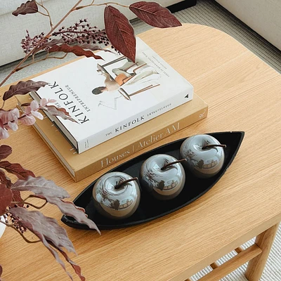 Decor Grey Ceramic Apple 3.5" x 4