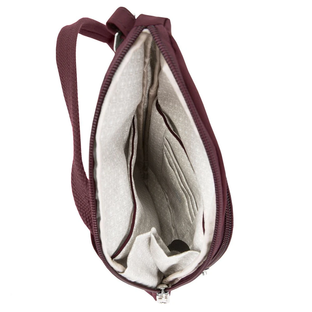 Travelon Essentials Sac à bandoulière antivol asymétrique mini - Bordeaux foncé