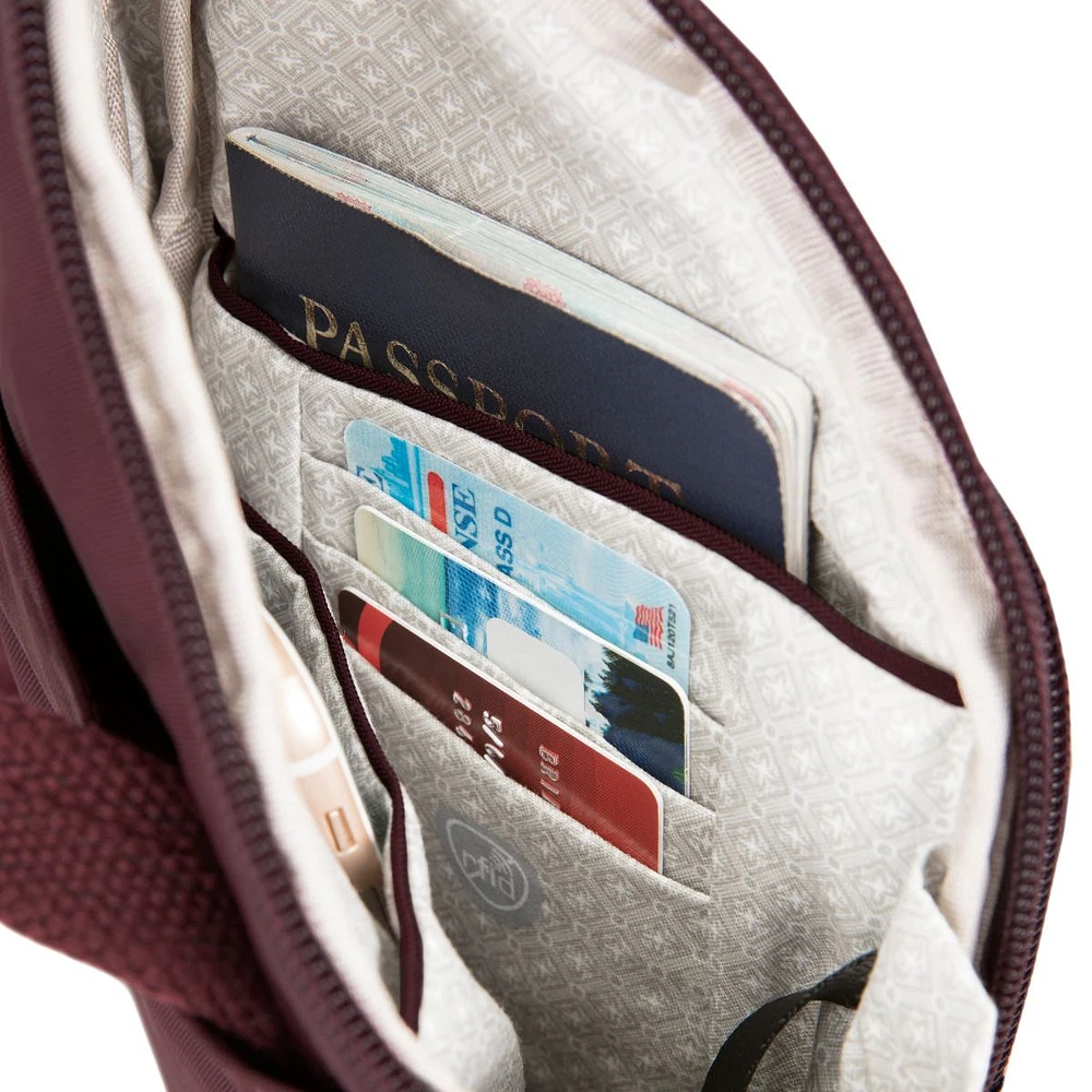Travelon Essentials Sac à bandoulière antivol asymétrique mini - Bordeaux foncé