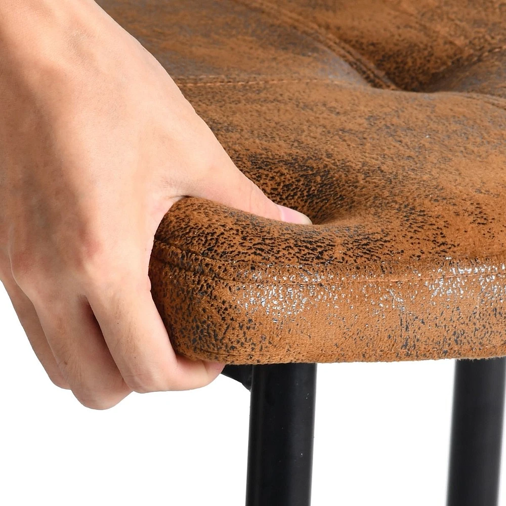 Set of 2 Counter Height Bar Stool with Suede Upholstery and Black Metal Legs by Maison Classique