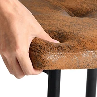 Set of 2 Counter Height Bar Stool with Suede Upholstery and Black Metal Legs by Maison Classique