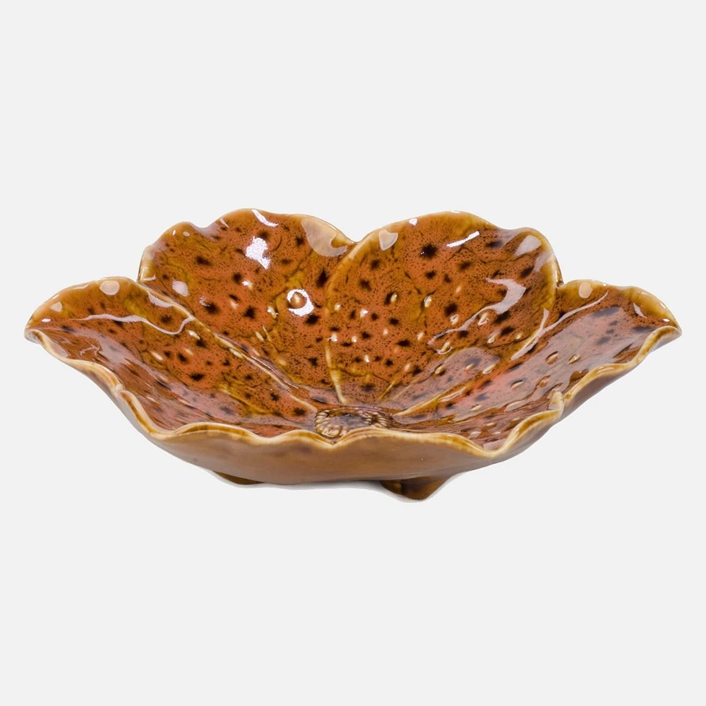 Ceramic Floral Platter - Burnt