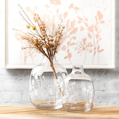 Etched Clear Glass Vase 9