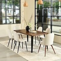 Elegant Fabric Dining Chairs in Cream White with Sleek Black Legs by Maison Classique, Set of 4