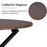 Modern 5-Piece Round Espresso Dining Set with Brown Suede Chairs