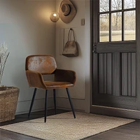 Set of 2 Brown Suede Dining Chairs by Maison Classique
