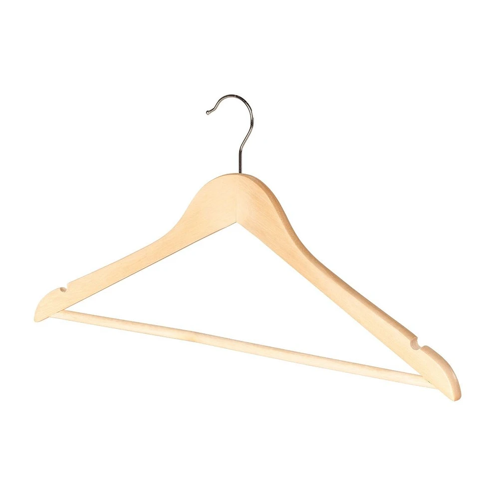 Paquet de 5 cintres en bois de couleur claire