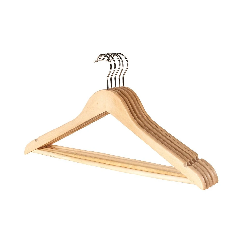 Paquet de 5 cintres en bois de couleur claire