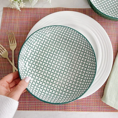 Green Textured Shallow Bowl by BIA