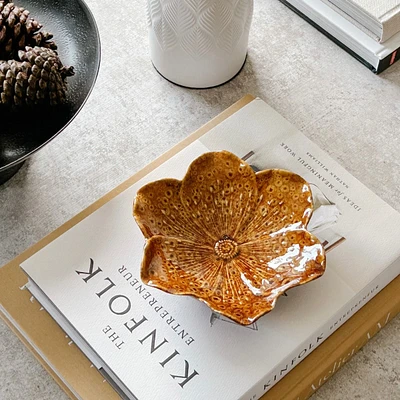 Ceramic Floral Platter - Burnt