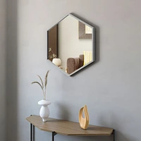 Sarti Hexagon Metal Frame Mirror, 28" - Silver