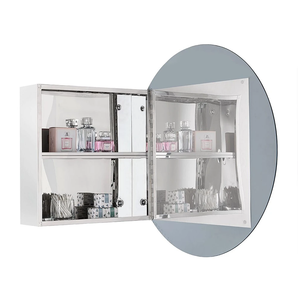 Sherman Stainless Steel Round Medicine Cabinet with Mirror