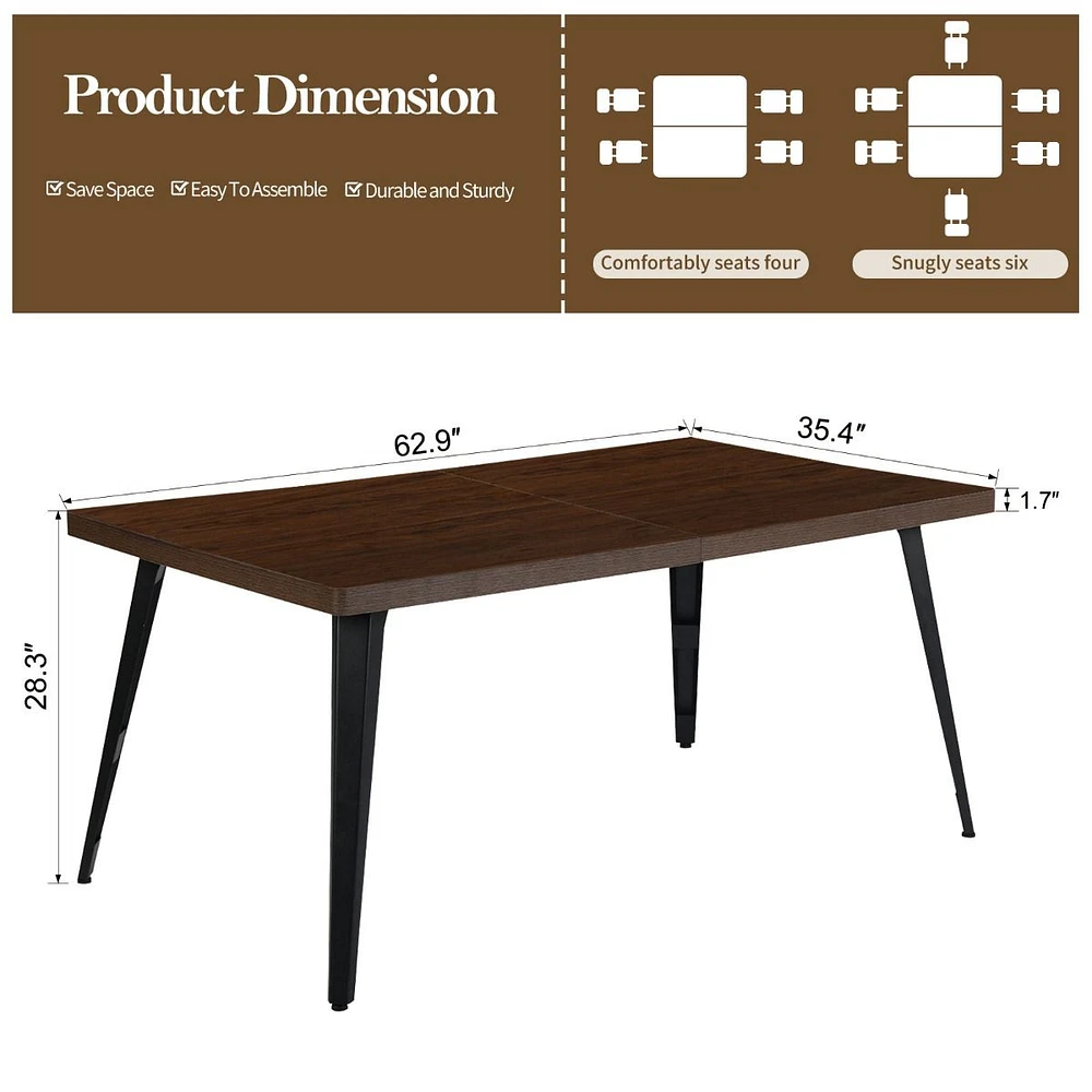 5-Piece Dining Set Brown Dining Table with Suede Brown Dining Chairs by Maison Classique